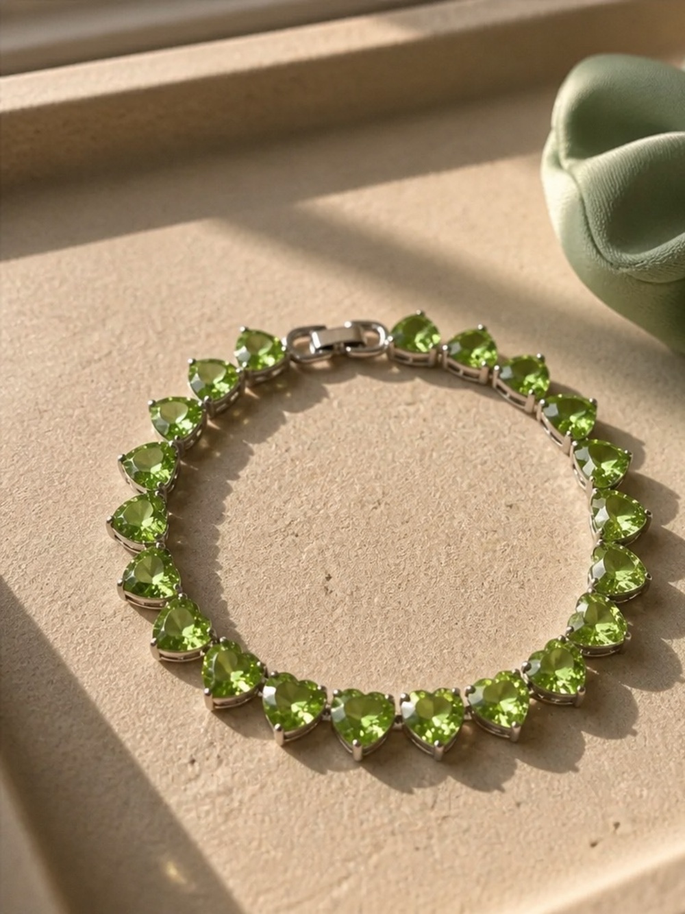 Green Heart Gemstone Bracelet - Women Jewelry